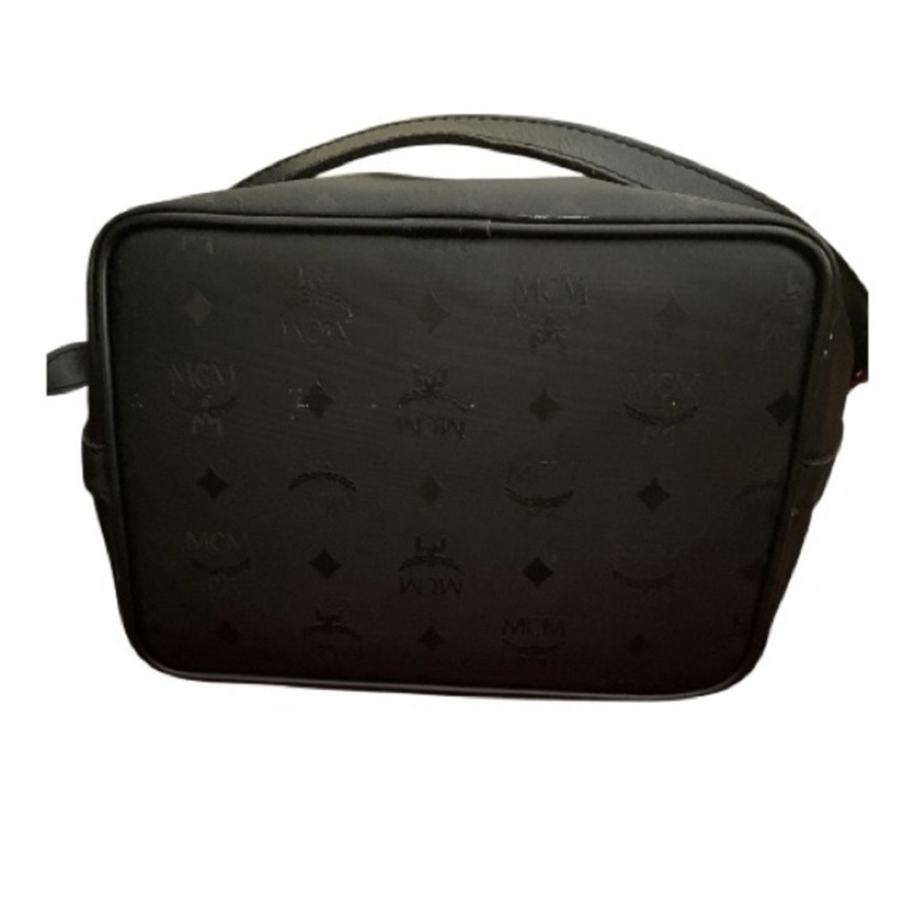 MCM Monogram & Visetos Bucket Bag Nylon & Leather Vintage Black Made in Germany - Picture 7 of 16